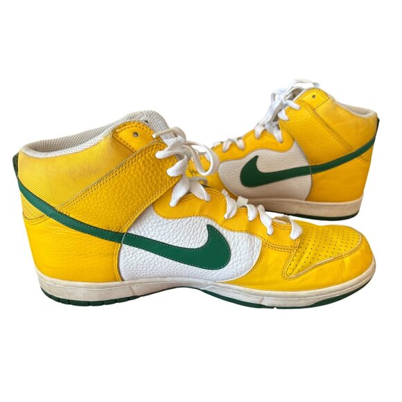Nike Dunk High Pro Sneakers Men's 15 High Top Yellow Pine Green Varsity Brazil - Picture 3 of 7